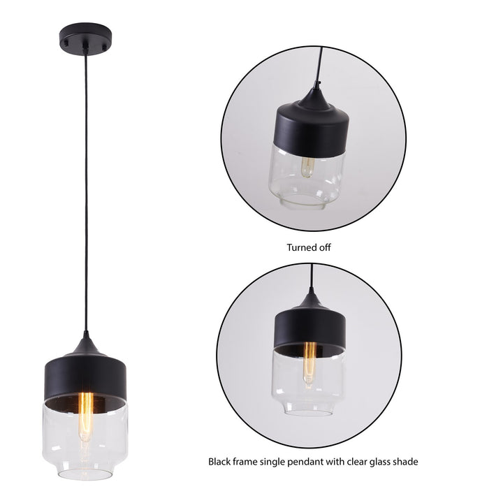Clear Glass Black Frame Light Fixture