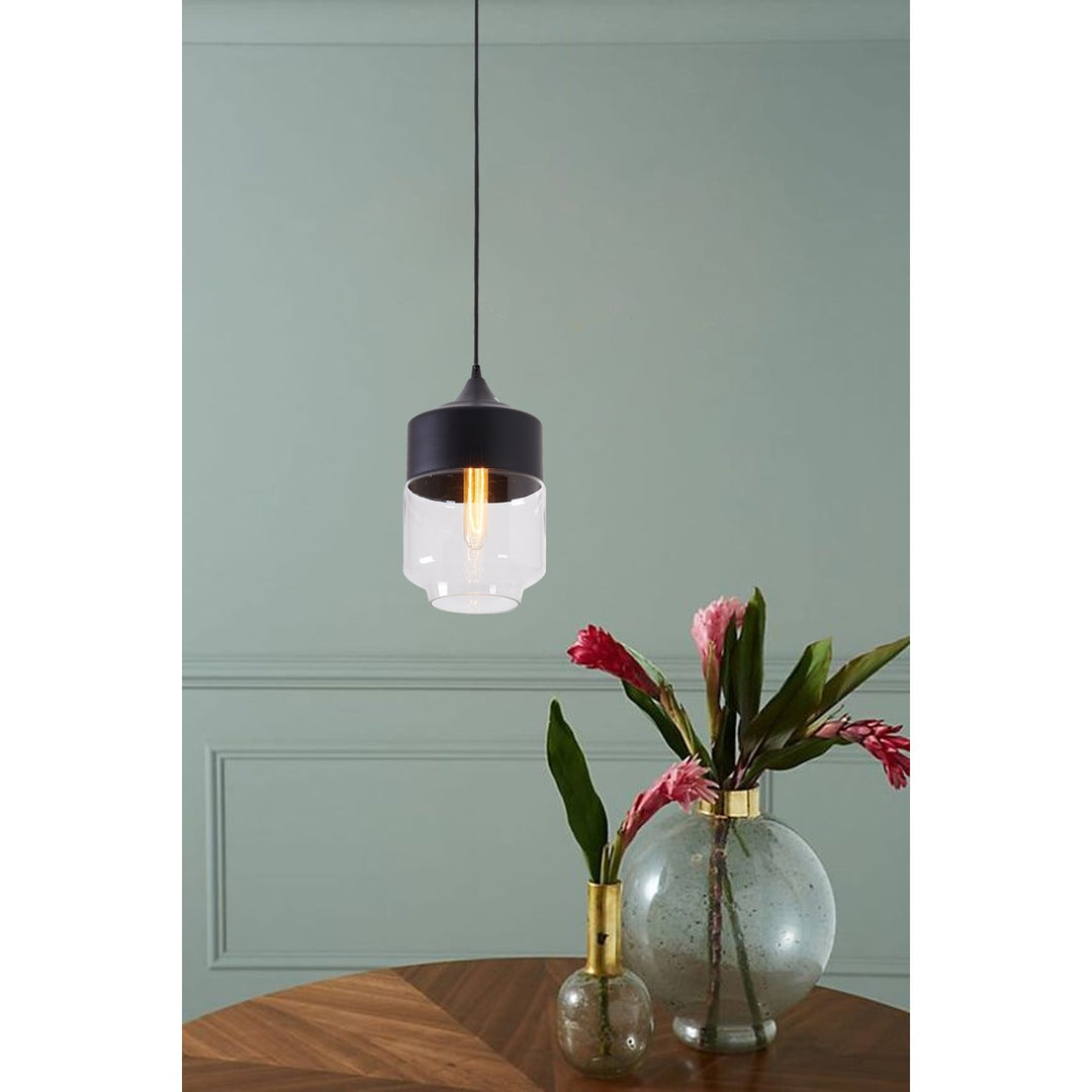 Clear Glass Black Frame Light Fixture