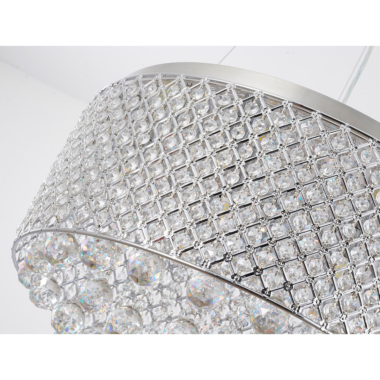 Clear Crystal Chrome Metal Light Fixture