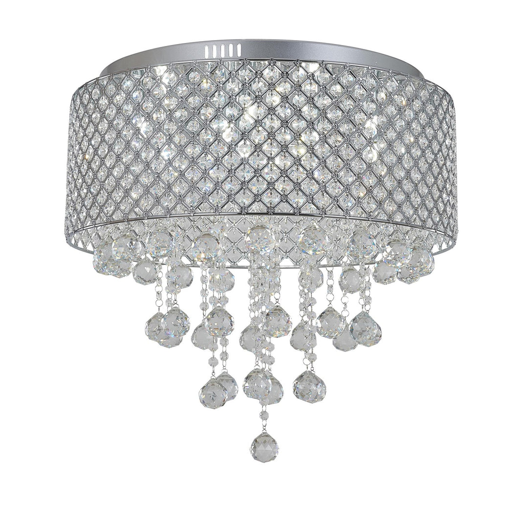 Clear Crystal Chrome Metal Light Fixture
