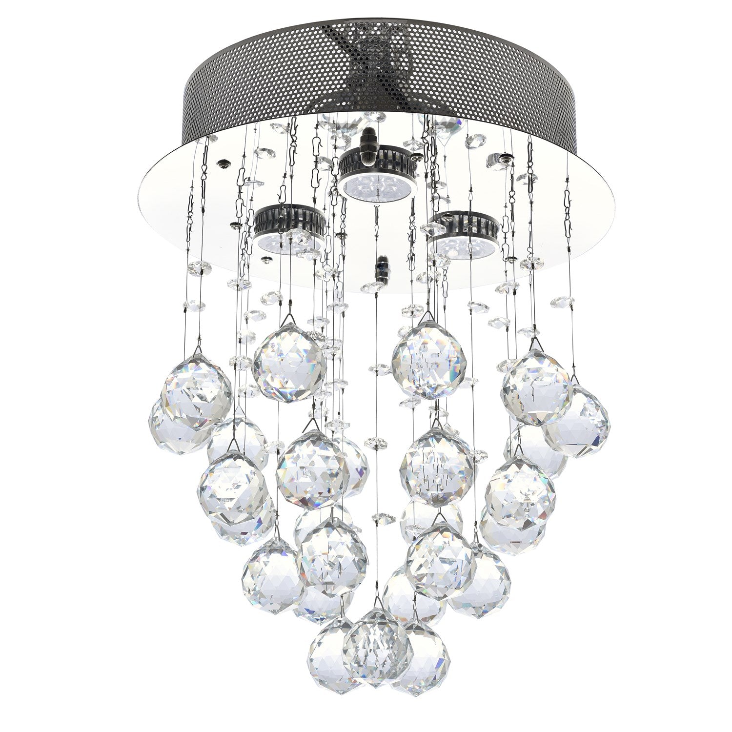 Clear Crystal Chrome Metal Light Fixture