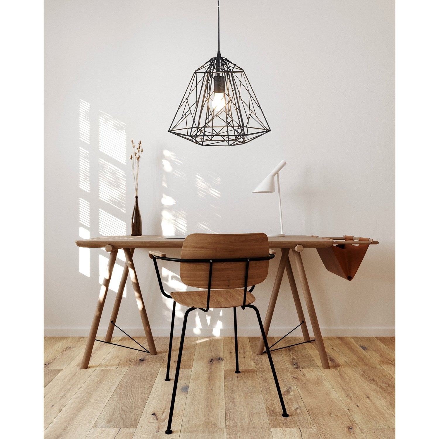 Geometric Shade Black Metal Light Fixture by Bethel