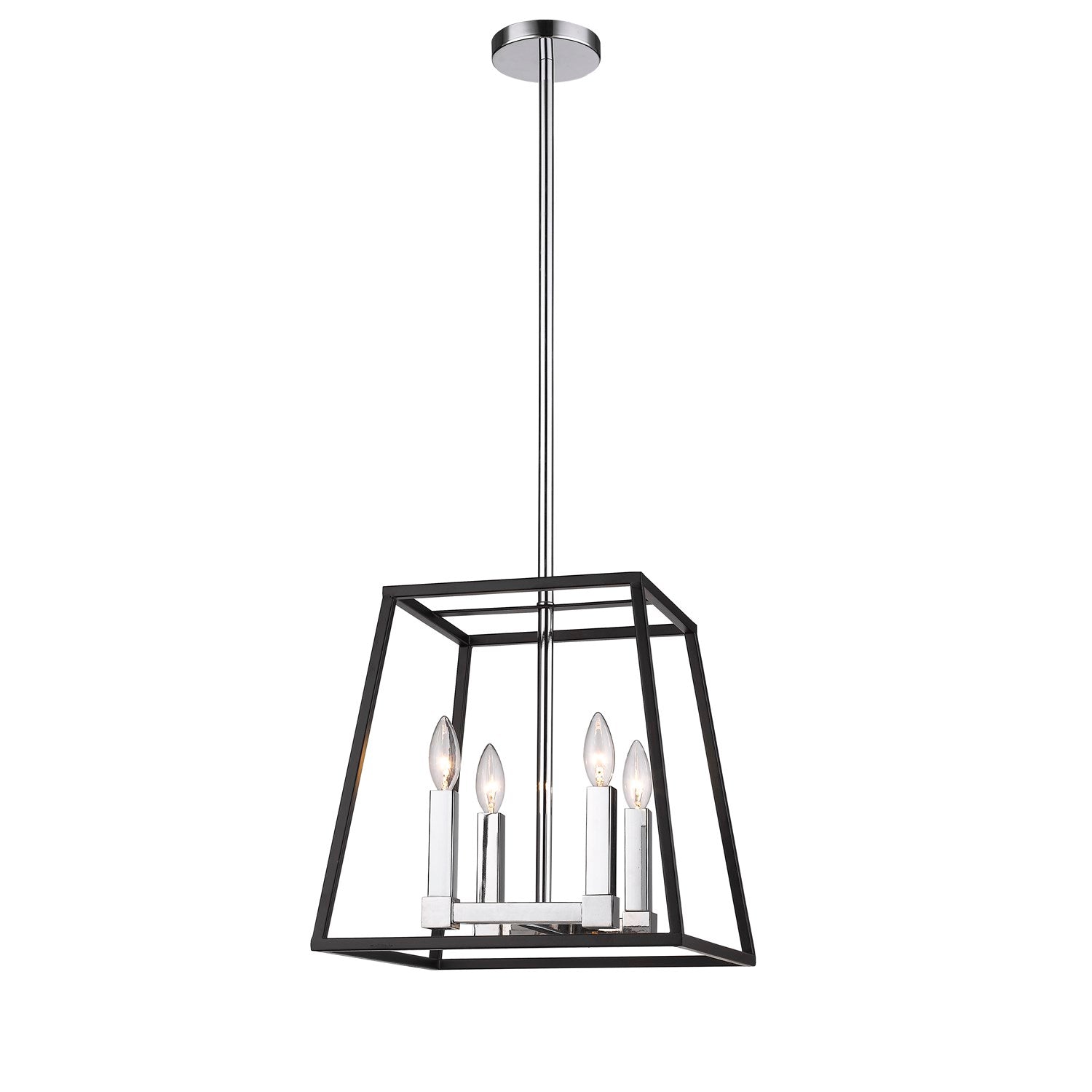 Candle Lights  Black And Chrome Metal Light Fixture by Bethel