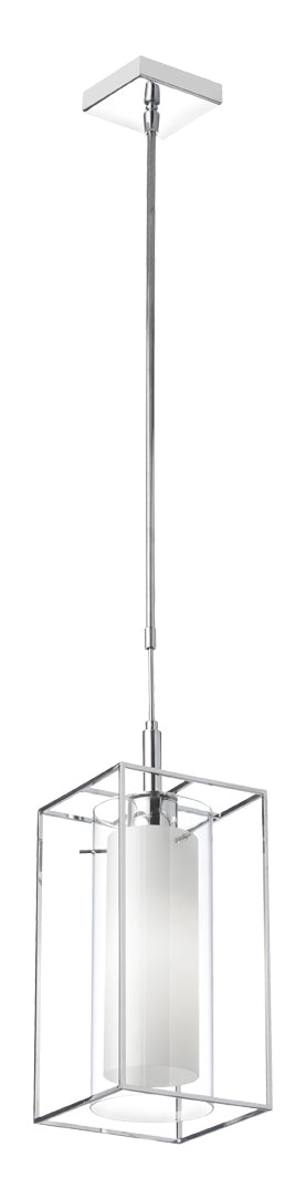 1Lt Pendant Rectangular Metal Frame W/ Frosted Gl by Dainolite