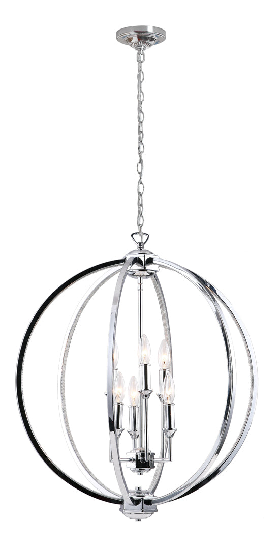 6Lt Fixture Polished Chrome W/Jewelled Accents by Dainolite