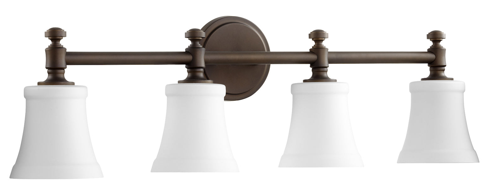 4Lt Stn Opal Vanity Oiled Bronze W/ Satin Opal by Quorum