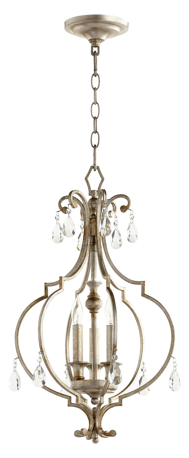 3Lt Entry Aged Silver Leaf by Quorum