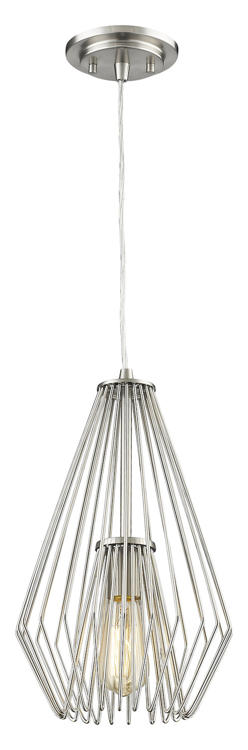 Brushed Nickel  Single Light 9-1/4in Wide Abstract Mini Pendant by Z-Lite