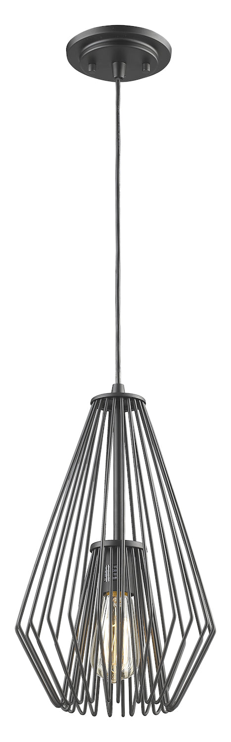 Matte Black  Single Light 9-1/4in Wide Abstract Mini Pendant by Z-Lite