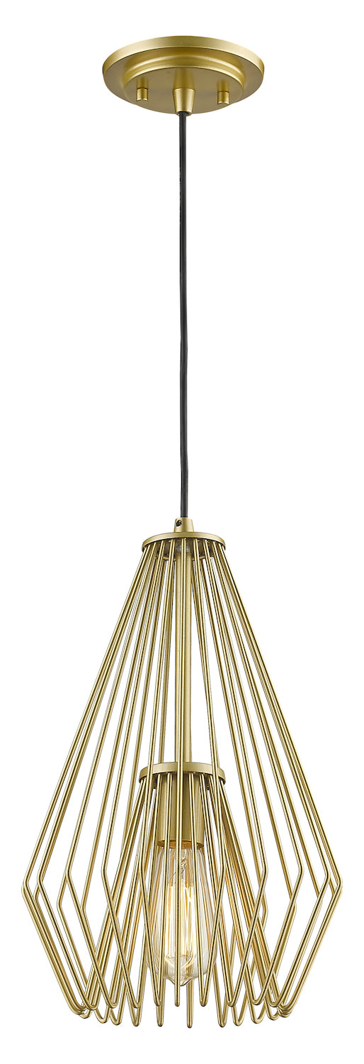 Metallic Gold  Single Light 9-1/4in Wide Abstract Mini Pendant by Z-Lite