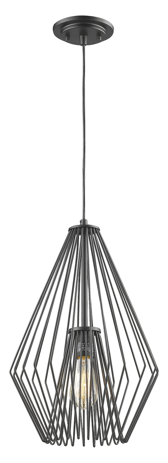 Matte Black  Single Light 12-1/4in Wide Abstract Pendant by Z-Lite