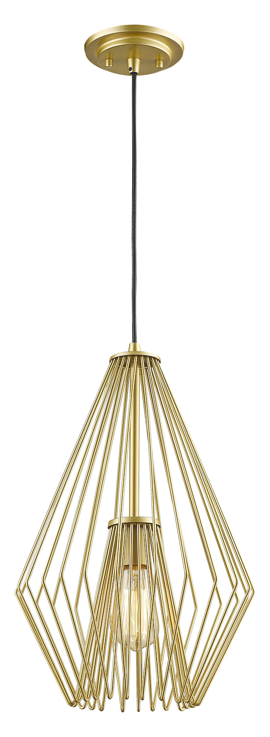 Metallic Gold  Single Light 12-1/4in Wide Abstract Pendant by Z-Lite
