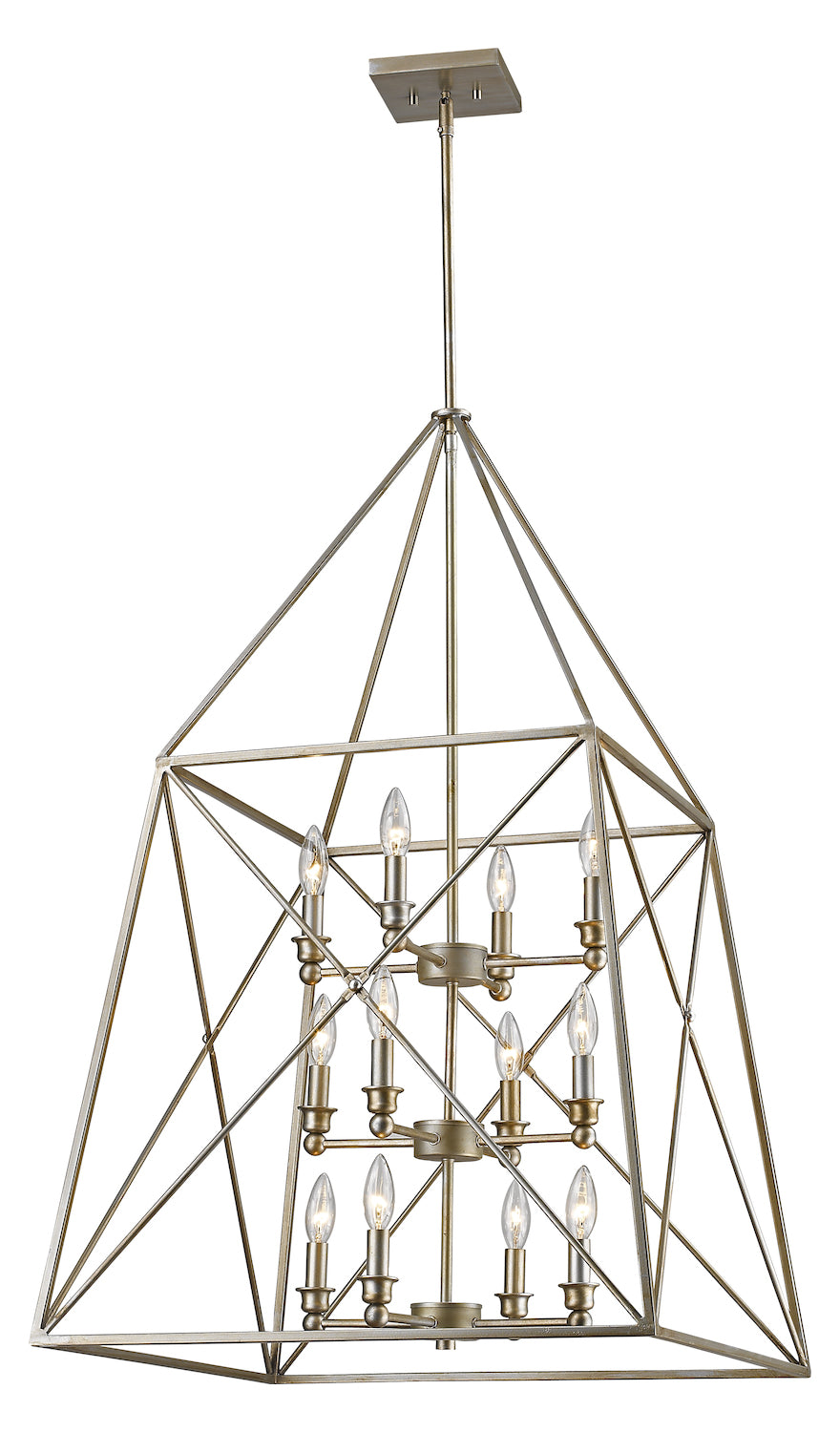 Antique Silver  12 Light 24in Wide Chandelier by Z-Lite