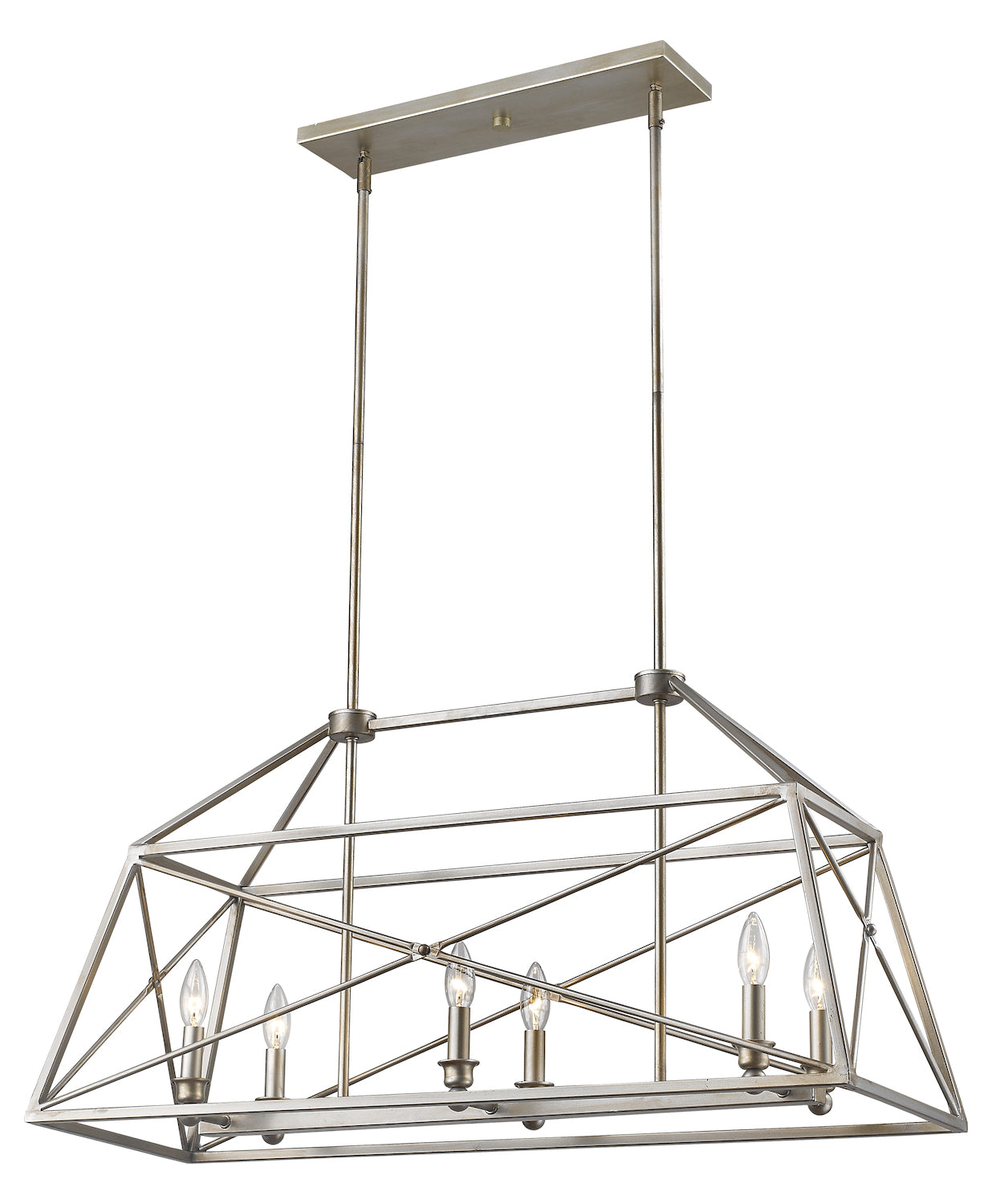 Antique Silver  6 Light 36in Wide Linear Chandelier by Z-Lite