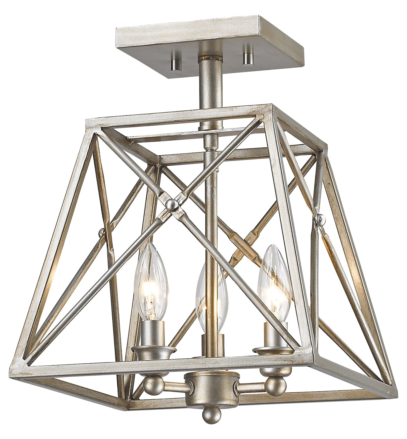 Antique Silver  3 Light 11in Wide Semi Flush Ceiling Fixture by Z-Lite