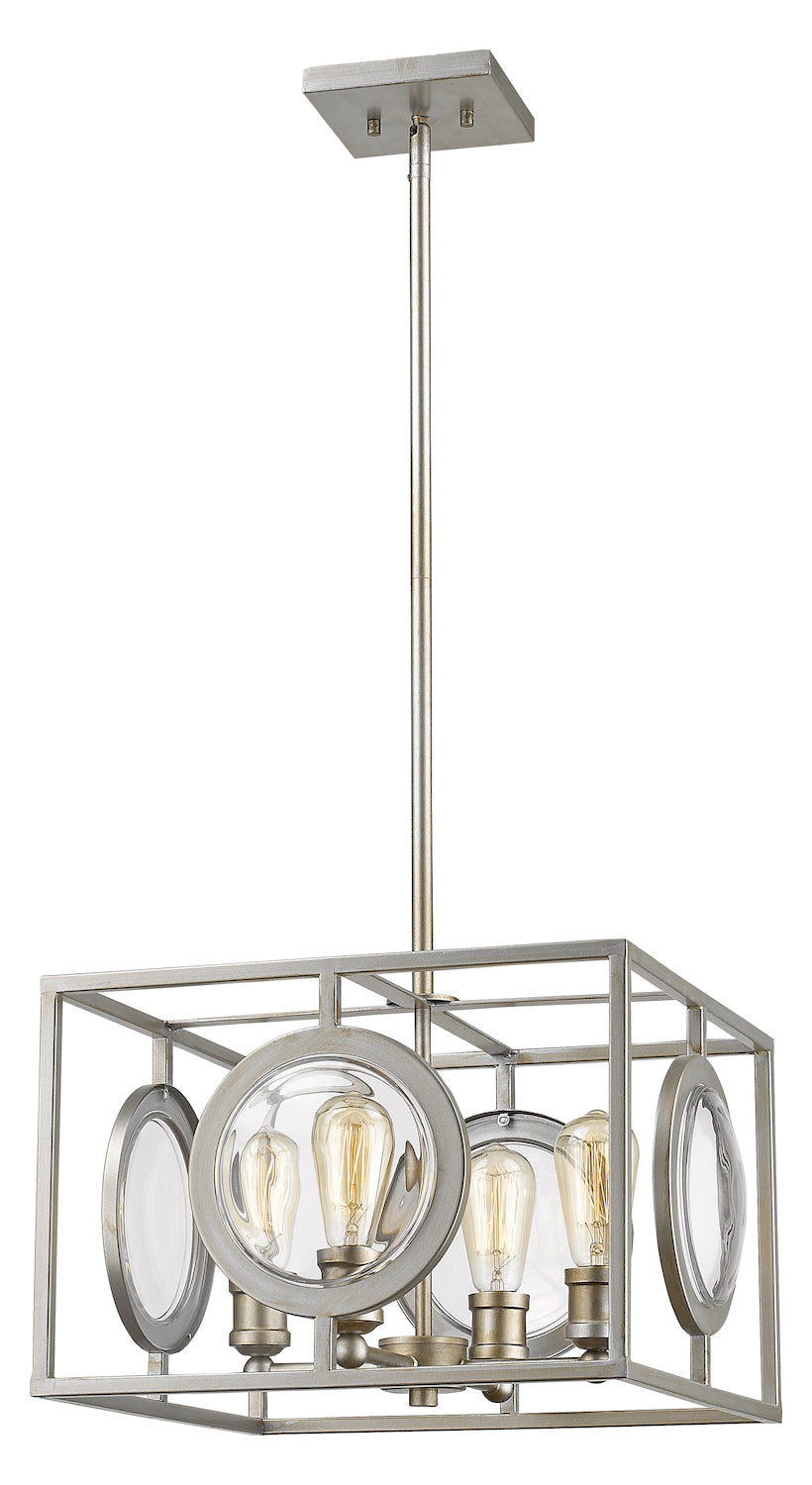 Antique Silver  4 Light 17-3/4in Wide Pendant by Z-Lite