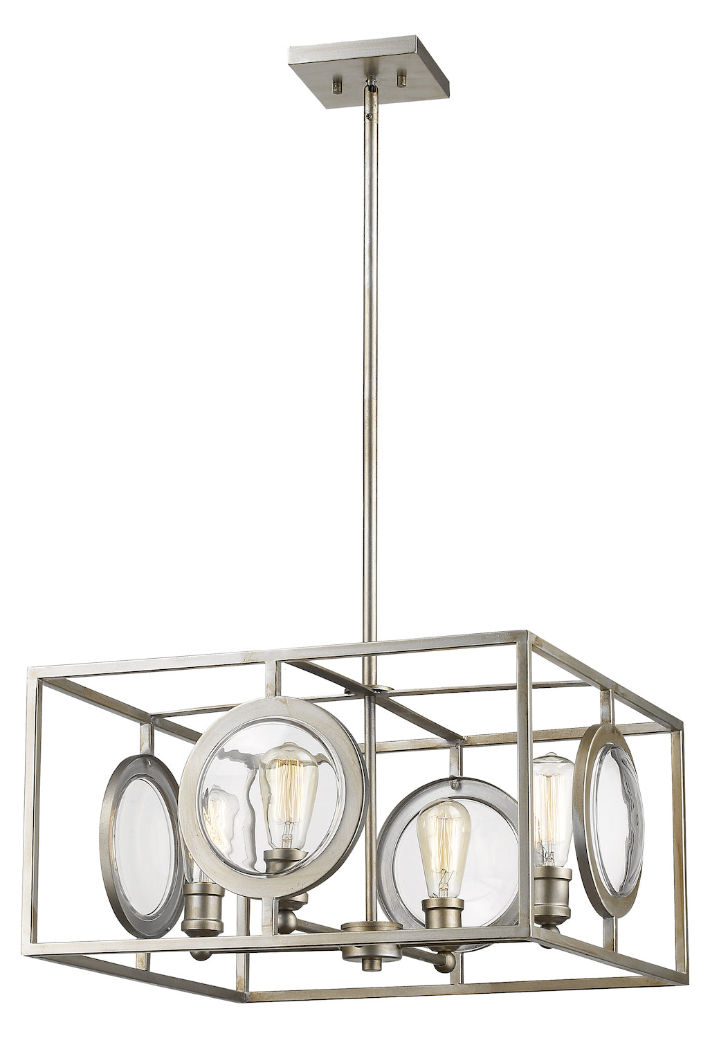Antique Silver  4 Light 21-3/4in Wide Chandelier by Z-Lite