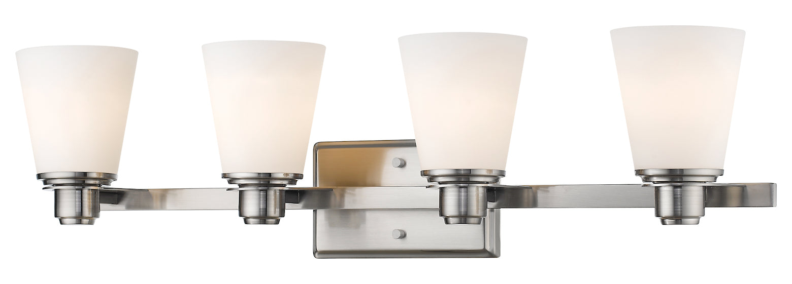Brushed Nickel  4 Light 30-3/8in Wide Bathroom Vanity Light by Z-Lite