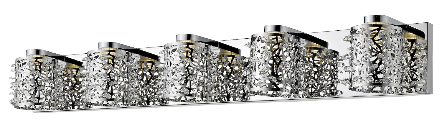 Chrome  5 Light 36-7/32in Wide Integrated LED Vanity Light by Z-Lite