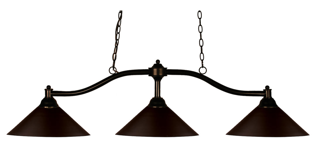3 Light 50in Wide Billiard Multi Light Pendant with Bronze Metal Shade by Z-Lite