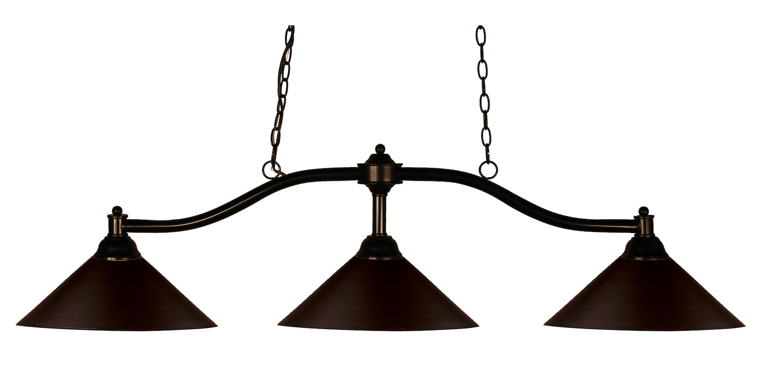 3 Light 50in Wide Billiard Multi Light Pendant with Bronze Metal Shade by Z-Lite