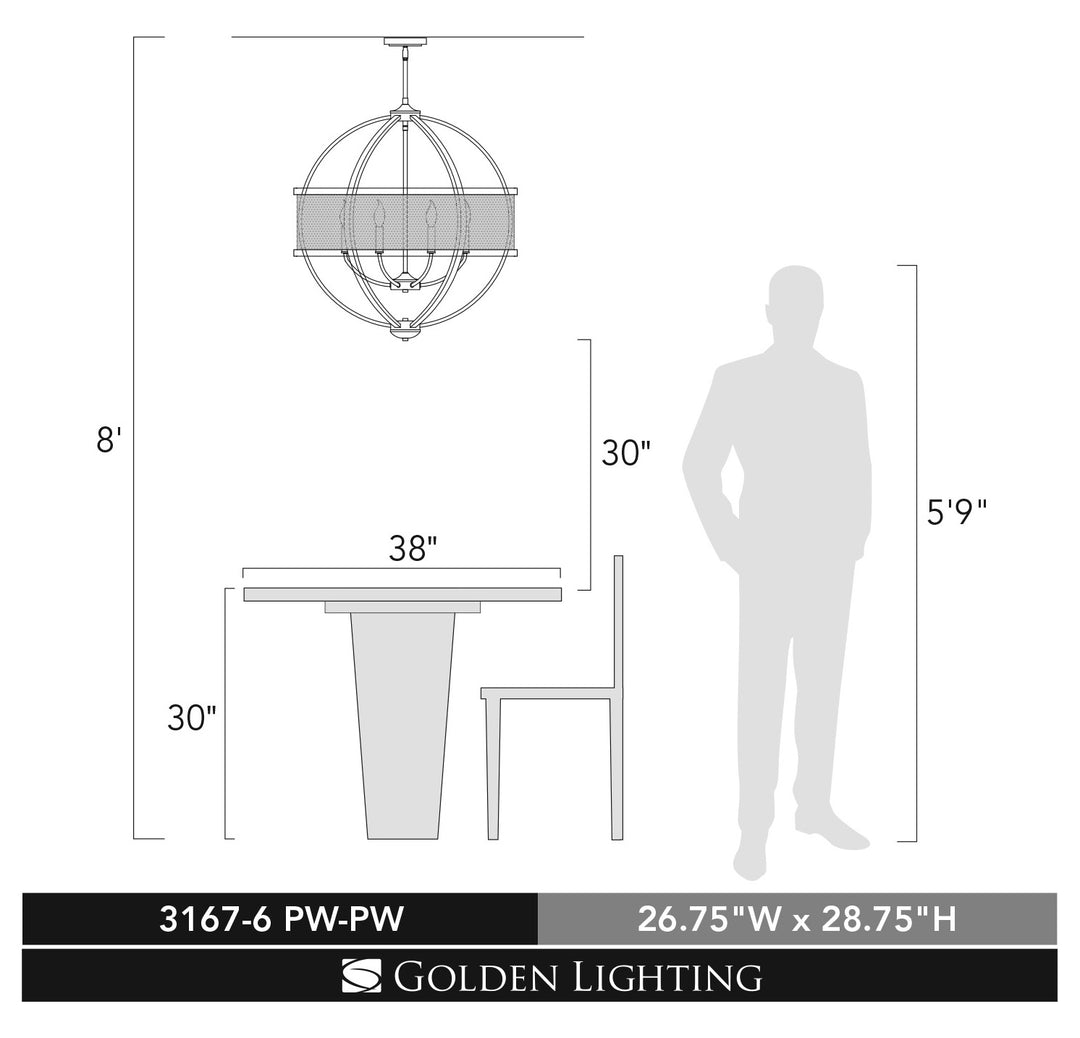 6 Light Chandelier (With Shade)