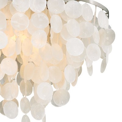 Capiz Shell 24 in. Flush Mount Satin Nickel