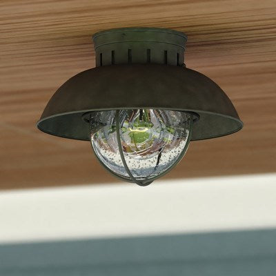 10-in Outdoor Flush Mount Ceiling Light Textured Gray