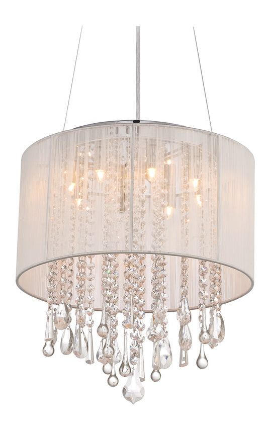 Beverly Dr. Collection Round White Silk String Shade And Crystal Dual Mount by Avenue Lighting