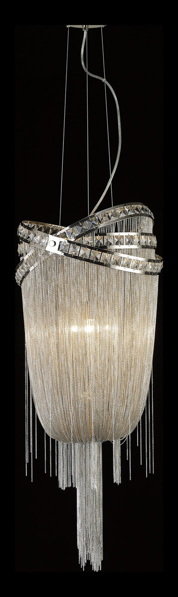 Collection Nickel Finish Steel Chain Foyear Hanging Fixture by Avenue Lighting