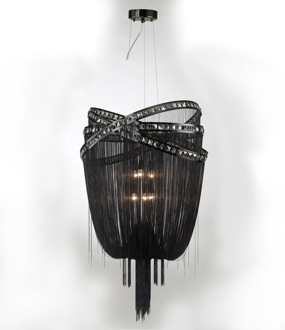 Collection Black Steel Chain Foyear Hanging Fixture by Avenue Lighting