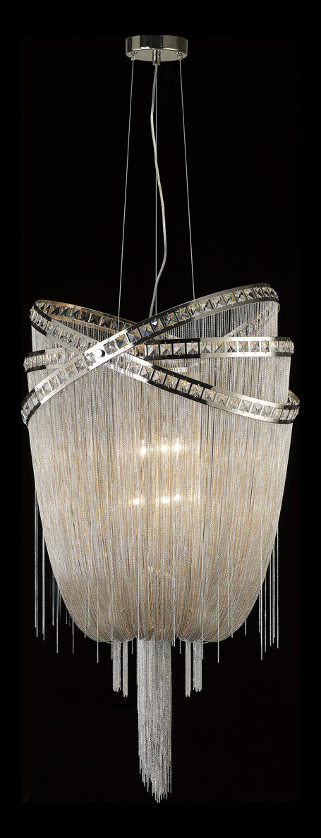 Collection Nickel Finish Steel Chain Foyear Hanging Fixture by Avenue Lighting
