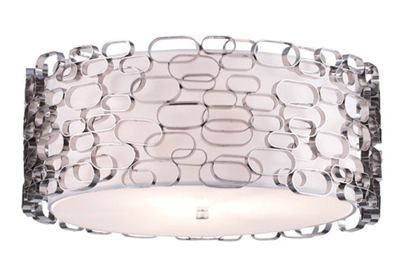 Polished Nickel Metal Oval Pattern Round Shade Flush Mount by Avenue Lighting