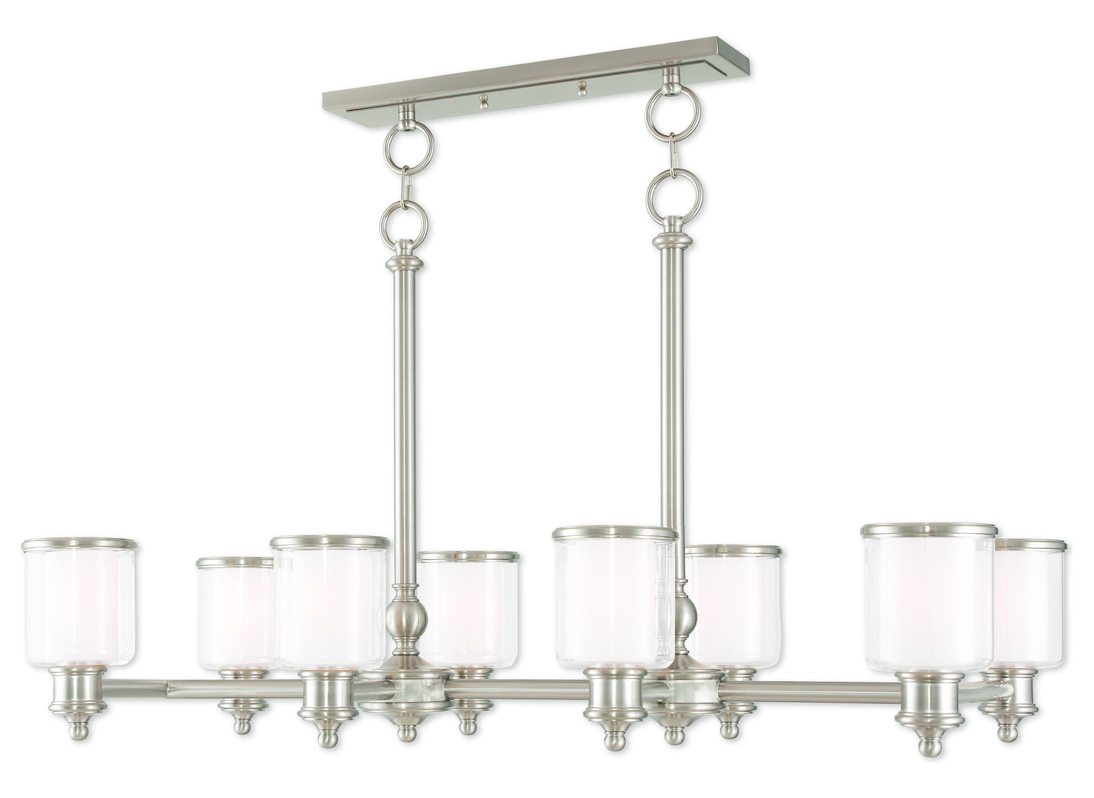 8 Light Brushed Nickel Linear Chandelier by Livex Lighting
