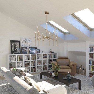 9L Chandelier Natural Brass