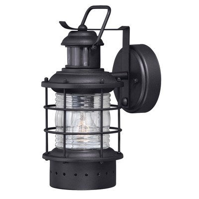 Motion Sensor Dusk to Dawn Outdoor Wall Light Textured Black by Vaxcel International