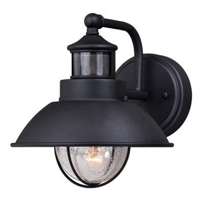 Motion Sensor Dusk to Dawn Outdoor Wall Light Textured Black by Vaxcel International