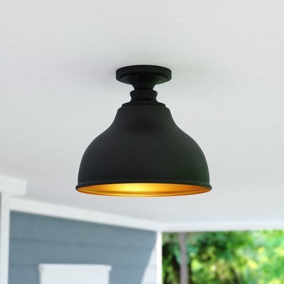 11-in Outdoor Flush Mount Ceiling Light Oil Burnished Bronze/Light Gold
