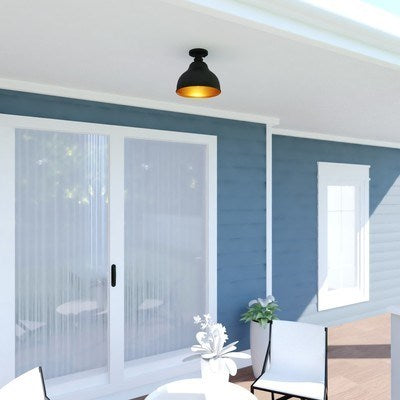11-in Outdoor Flush Mount Ceiling Light Oil Burnished Bronze/Light Gold