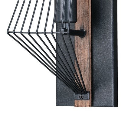 4.5-in Wall Light Black Iron and Burnished Oak