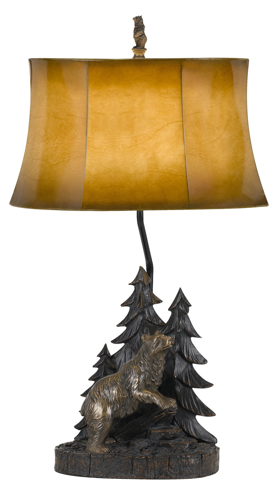 150W 3 Way Forest Resin Table Lamp With Leatherette Shade by CAL Lighting