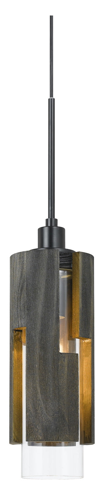60W Reggio Wood Pendant Glass Fixture by CAL Lighting