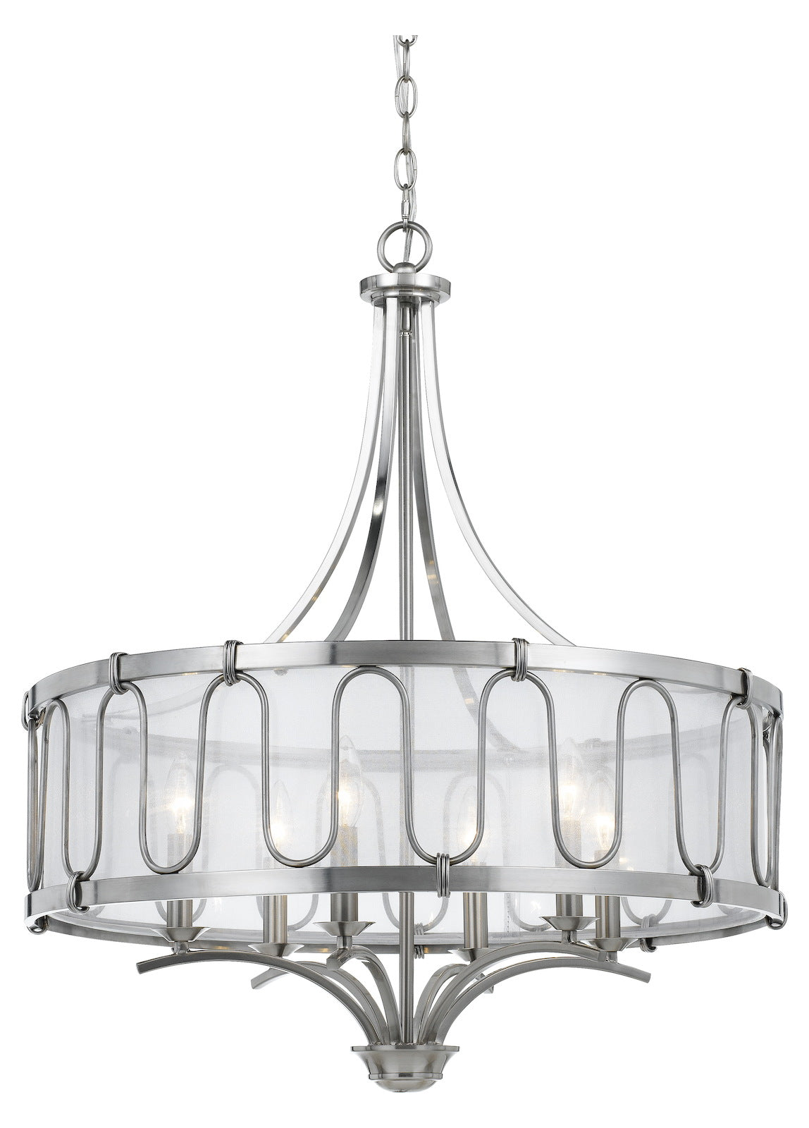 60W X 6 Vincenza Metal Chandelier With Trasparent Fabric Shade by CAL Lighting
