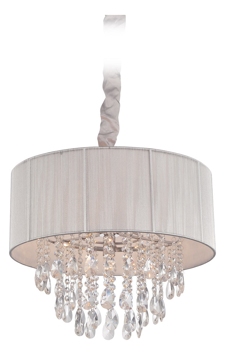 Collection Silver Lined Silk String Shade And Crystal Hanging Fixt by Avenue Lighting