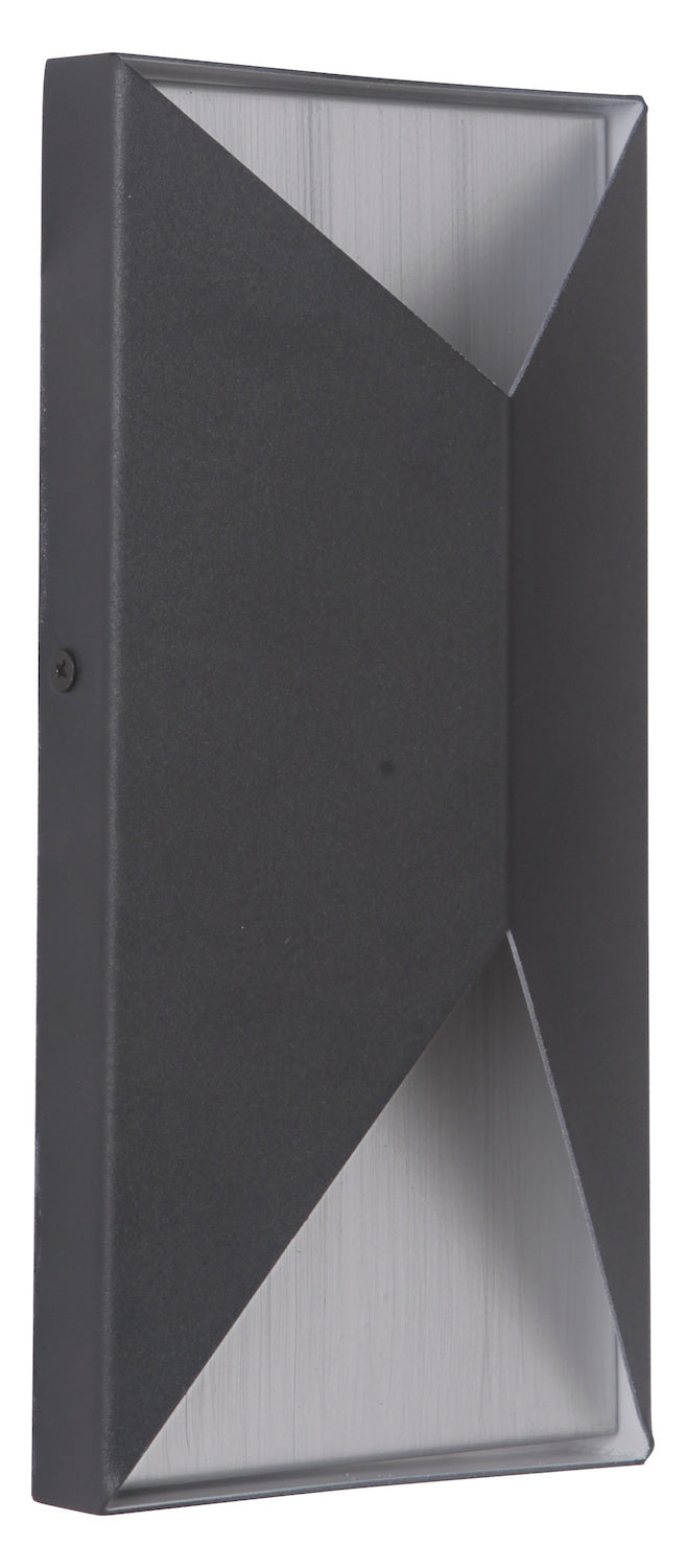 2 Light Small LED Outdoor Pocket Sconce in Textured Black/Brushed Aluminum by Craftmade