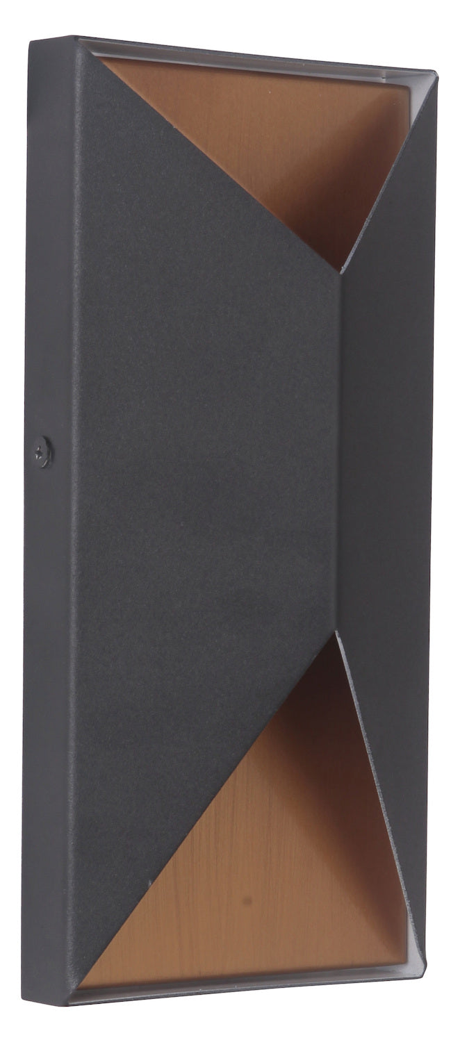 2 Light Small LED Outdoor Pocket Sconce in Textured Black/Satin Brass by Craftmade