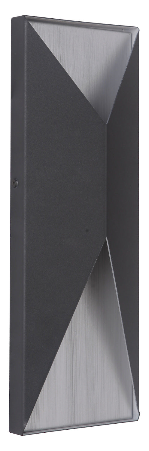 2 Light Medium LED Outdoor Pocket Sconce in Textured Black/Brushed Aluminum by Craftmade