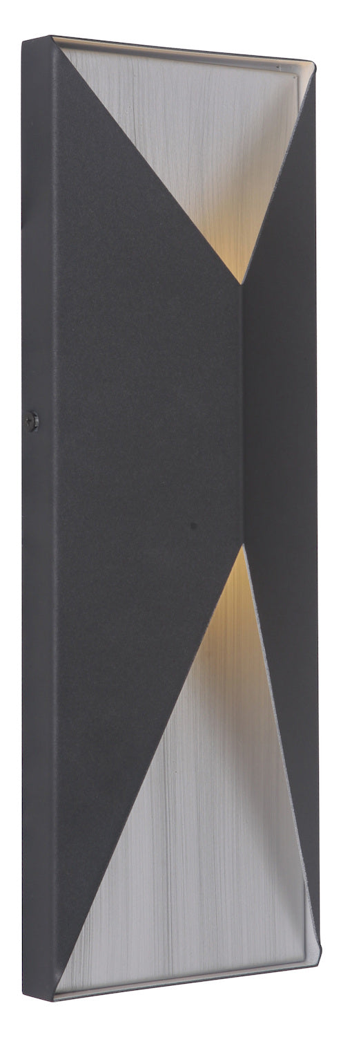 2 Light Medium LED Outdoor Pocket Sconce in Textured Black/Brushed Aluminum