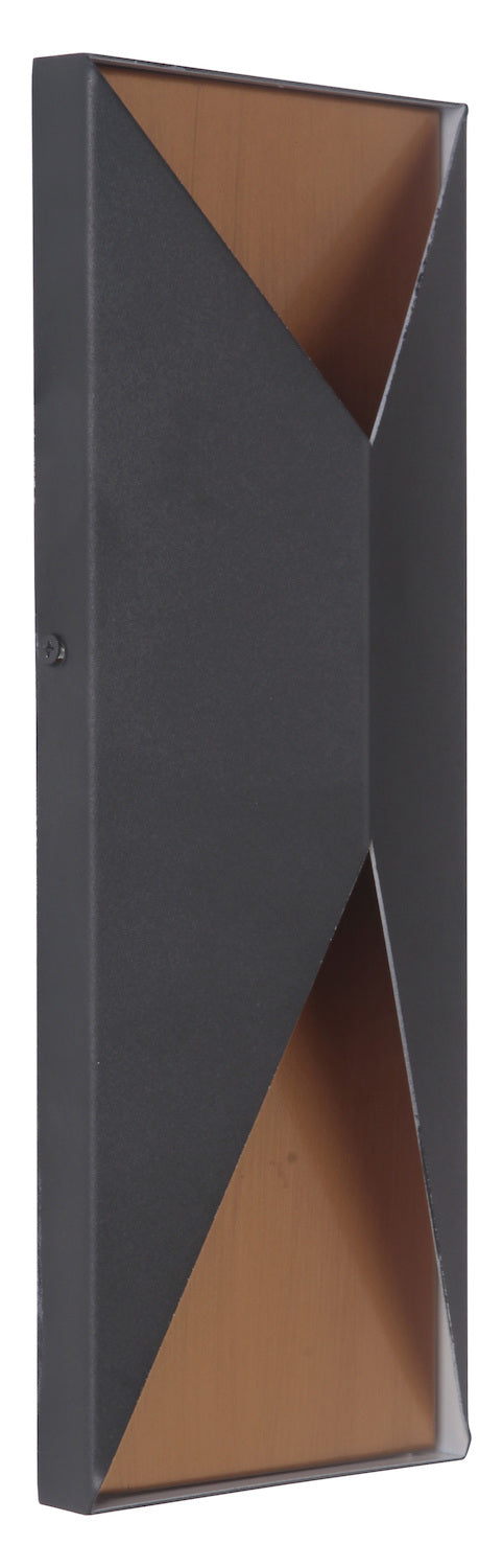 2 Light Medium LED Outdoor Pocket Sconce in Textured Black/Satin Brass by Craftmade