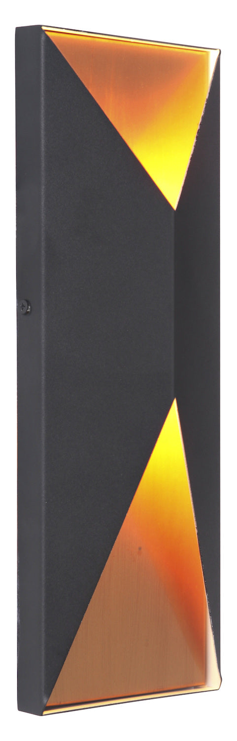 2 Light Medium LED Outdoor Pocket Sconce in Textured Black/Satin Brass